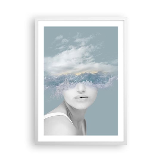 Obraz - Plakat - Z głową w chmurach - 50x70cm - Jasny Portret Chmury - Nowoczesny modny obraz Plakat rama biała ARTTOR ARTTOR