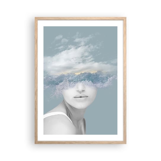 Obraz - Plakat - Z głową w chmurach - 50x70cm - Jasny Portret Chmury - Nowoczesny modny obraz Plakat rama jasny dąb ARTTOR ARTTOR