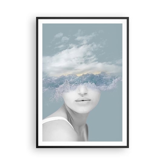 Obraz - Plakat - Z głową w chmurach - 70x100cm - Jasny Portret Chmury - Foto Plakaty w ramie koloru czarnego do Salonu Sypialni ARTTOR ARTTOR