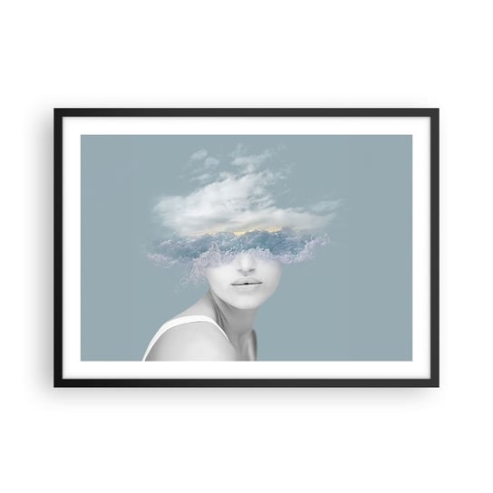 Obraz - Plakat - Z głową w chmurach - 70x50cm - Jasny Portret Chmury - Nowoczesny modny obraz Plakat czarna rama ARTTOR ARTTOR