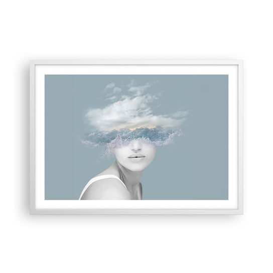 Obraz - Plakat - Z głową w chmurach - 70x50cm - Jasny Portret Chmury - Nowoczesny modny obraz Plakat rama biała ARTTOR ARTTOR