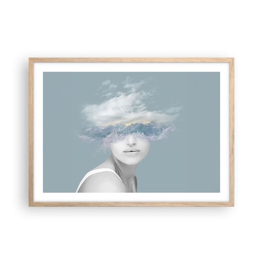 Obraz - Plakat - Z głową w chmurach - 70x50cm - Jasny Portret Chmury - Nowoczesny modny obraz Plakat rama jasny dąb ARTTOR ARTTOR