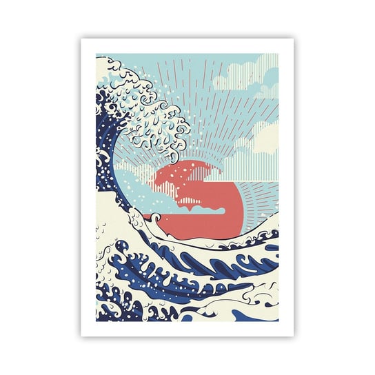 Obraz - Plakat - Z japońskich inspiracji - 50x70cm - Abstrakcja Fala Morska Morze - Nowoczesny modny obraz Plakat bez ramy do Salonu Sypialni ARTTOR ARTTOR