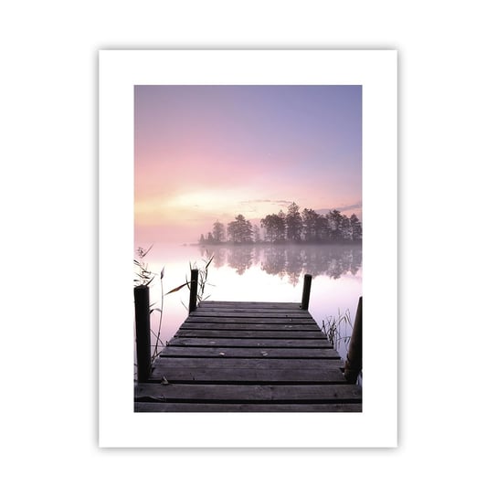 Obraz - Plakat - Z liliowej mgły... - 30x40cm - Krajobraz Wschód Słońca Jezioro - Foto Plakaty na ścianę bez ramy - Plakat do Salonu Sypialni ARTTOR ARTTOR