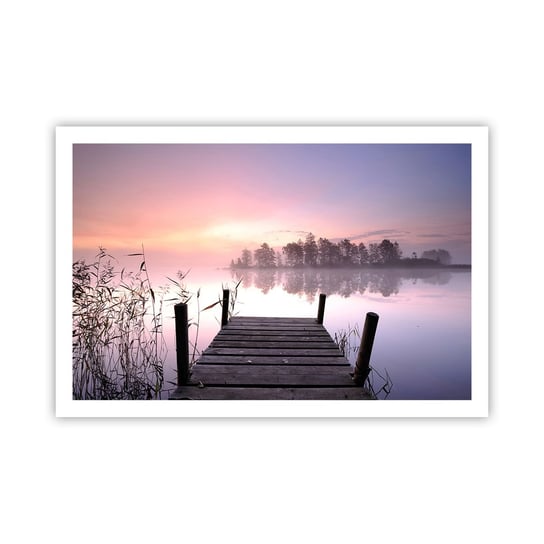 Obraz - Plakat - Z liliowej mgły... - 91x61cm - Krajobraz Wschód Słońca Jezioro - Foto Plakaty na ścianę bez ramy - Plakat do Salonu Sypialni ARTTOR ARTTOR