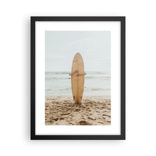 Obraz - Plakat - Z miłości do fal - 30x40cm - Surfing Plaża Sport - Foto Plakaty na ścianę w czarnej ramie - Plakat do Salonu Sypialni ARTTOR ARTTOR