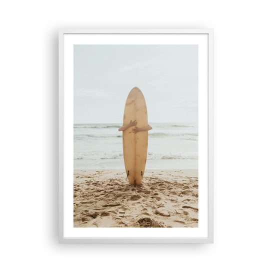 Obraz - Plakat - Z miłości do fal - 50x70cm - Surfing Plaża Sport - Nowoczesny modny obraz Plakat rama biała ARTTOR ARTTOR