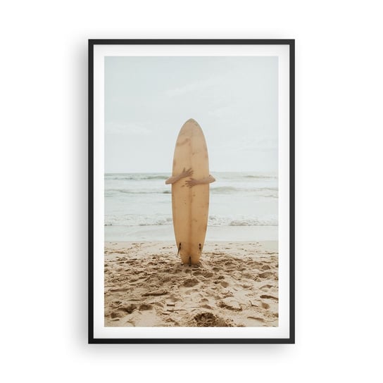 Obraz - Plakat - Z miłości do fal - 61x91cm - Surfing Plaża Sport - Foto Plakaty na ścianę w czarnej ramie - Plakat do Salonu Sypialni ARTTOR ARTTOR