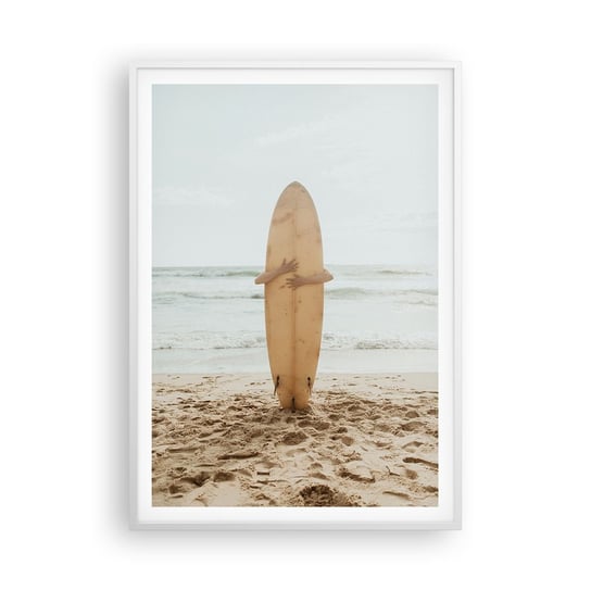 Obraz - Plakat - Z miłości do fal - 70x100cm - Surfing Plaża Sport - Foto Plakaty w ramie koloru białego do Salonu Sypialni ARTTOR ARTTOR
