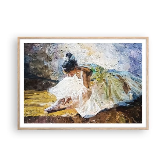 Obraz - Plakat - Z obrazu Degasa - 100x70cm - Baletnica Taniec Balet - Foto Plakaty w ramie koloru jasny dąb do Salonu Sypialni ARTTOR ARTTOR