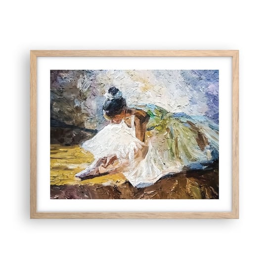 Obraz - Plakat - Z obrazu Degasa - 50x40cm - Baletnica Taniec Balet - Foto Plakaty w ramie koloru jasny dąb do Salonu Sypialni ARTTOR ARTTOR