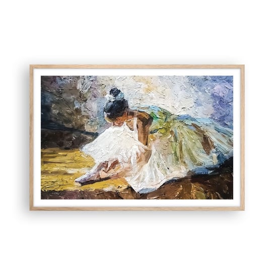 Obraz - Plakat - Z obrazu Degasa - 91x61cm - Baletnica Taniec Balet - Foto Plakaty na ścianę w ramie jasny dąb - Plakat do Salonu Sypialni ARTTOR ARTTOR