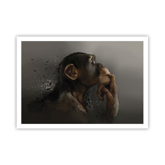 Obraz - Plakat - Z pewnością myśliciel - 100x70cm - Zwierzęta Małpa Sztuka - Foto Plakaty bez ramy na ścianę do Salonu Sypialni ARTTOR ARTTOR