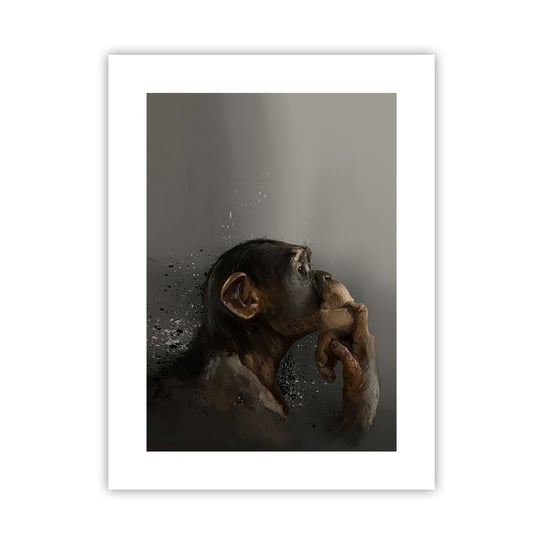 Obraz - Plakat - Z pewnością myśliciel - 30x40cm - Zwierzęta Małpa Sztuka - Foto Plakaty na ścianę bez ramy - Plakat do Salonu Sypialni ARTTOR ARTTOR
