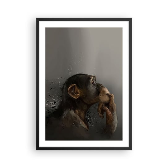 Obraz - Plakat - Z pewnością myśliciel - 50x70cm - Zwierzęta Małpa Sztuka - Nowoczesny modny obraz Plakat czarna rama ARTTOR ARTTOR