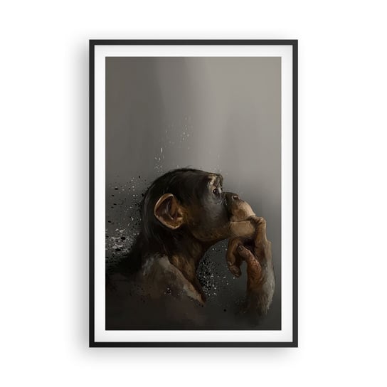 Obraz - Plakat - Z pewnością myśliciel - 61x91cm - Zwierzęta Małpa Sztuka - Foto Plakaty na ścianę w czarnej ramie - Plakat do Salonu Sypialni ARTTOR ARTTOR