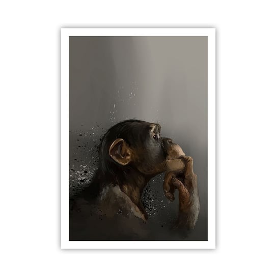 Obraz - Plakat - Z pewnością myśliciel - 70x100cm - Zwierzęta Małpa Sztuka - Foto Plakaty bez ramy na ścianę do Salonu Sypialni ARTTOR ARTTOR
