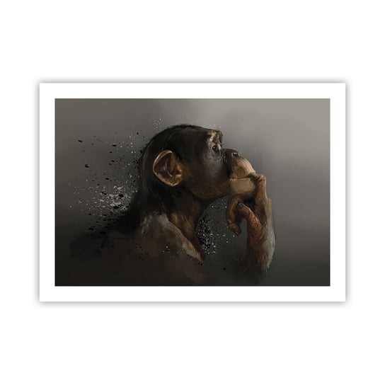 Obraz - Plakat - Z pewnością myśliciel - 70x50cm - Zwierzęta Małpa Sztuka - Nowoczesny modny obraz Plakat bez ramy do Salonu Sypialni ARTTOR ARTTOR