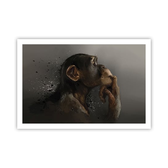 Obraz - Plakat - Z pewnością myśliciel - 91x61cm - Zwierzęta Małpa Sztuka - Foto Plakaty na ścianę bez ramy - Plakat do Salonu Sypialni ARTTOR ARTTOR