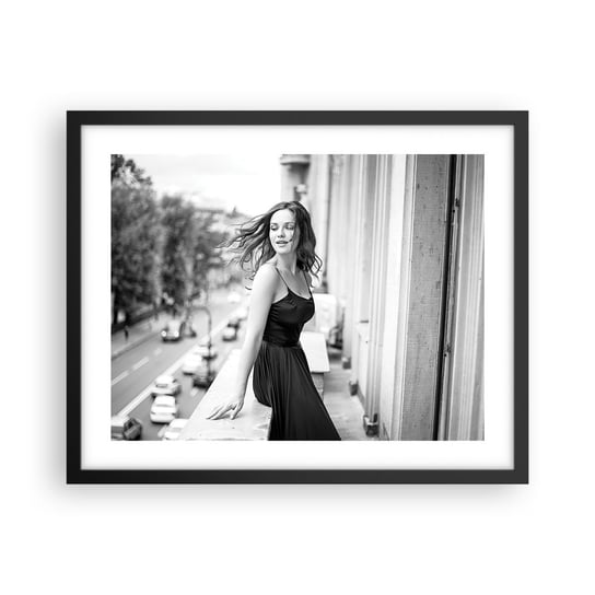 Obraz - Plakat - Z pewnością paryżanka - 50x40cm - Kobieta Miasto Architektura - Foto Plakaty w ramie koloru czarnego do Salonu Sypialni ARTTOR ARTTOR