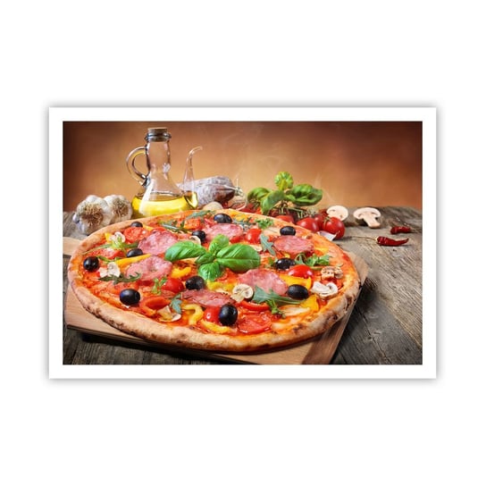 Obraz - Plakat - Z prawdziwie włoskim smakiem - 100x70cm - Gastronomia Pizza Włochy - Foto Plakaty bez ramy na ścianę do Salonu Sypialni ARTTOR ARTTOR