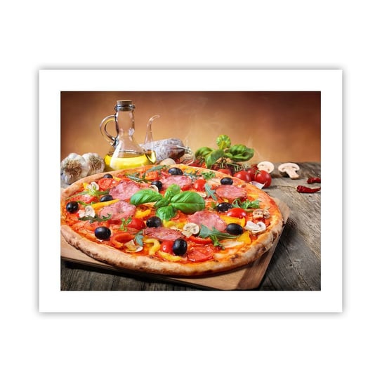 Obraz - Plakat - Z prawdziwie włoskim smakiem - 50x40cm - Gastronomia Pizza Włochy - Foto Plakaty bez ramy do Salonu Sypialni ARTTOR ARTTOR