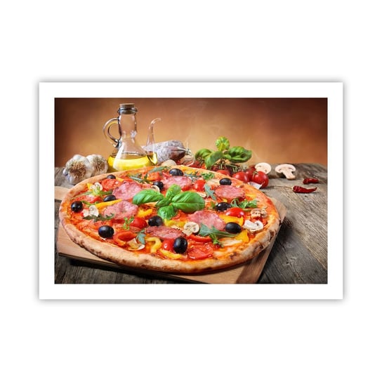 Obraz - Plakat - Z prawdziwie włoskim smakiem - 70x50cm - Gastronomia Pizza Włochy - Nowoczesny modny obraz Plakat bez ramy do Salonu Sypialni ARTTOR ARTTOR