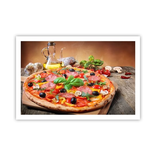 Obraz - Plakat - Z prawdziwie włoskim smakiem - 91x61cm - Gastronomia Pizza Włochy - Foto Plakaty na ścianę bez ramy - Plakat do Salonu Sypialni ARTTOR ARTTOR