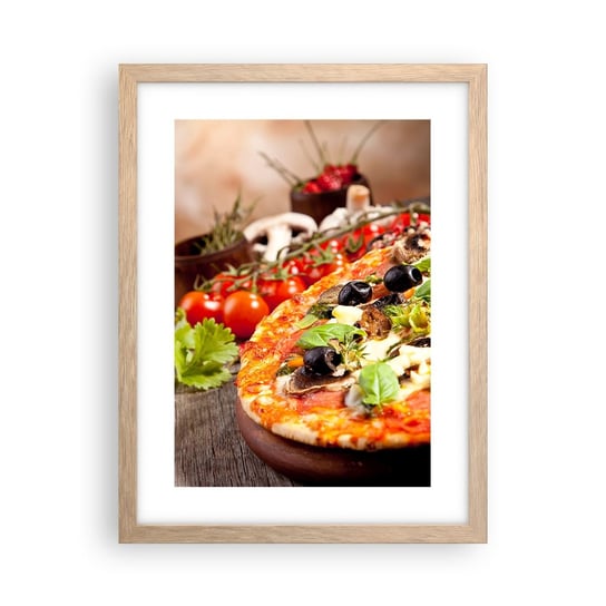 Obraz - Plakat - Z tellurycznych ingrediencji - 30x40cm - Gastronomia Pizza Włochy - Foto Plakaty na ścianę w ramie jasny dąb - Plakat do Salonu Sypialni ARTTOR ARTTOR
