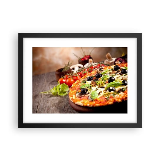 Obraz - Plakat - Z tellurycznych ingrediencji - 40x30cm - Gastronomia Pizza Włochy - Foto Plakaty na ścianę w czarnej ramie - Plakat do Salonu Sypialni ARTTOR ARTTOR