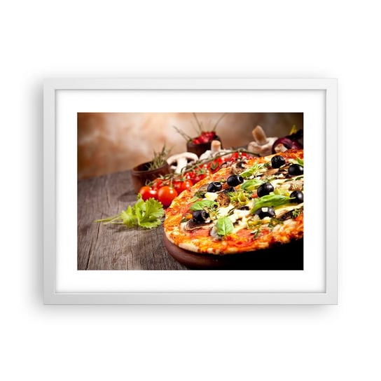 Obraz - Plakat - Z tellurycznych ingrediencji - 40x30cm - Gastronomia Pizza Włochy - Foto Plakaty na ścianę w ramie białej - Plakat do Salonu Sypialni ARTTOR ARTTOR