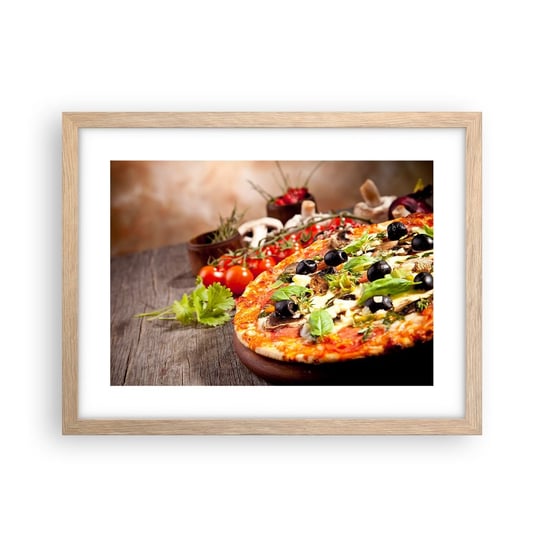 Obraz - Plakat - Z tellurycznych ingrediencji - 40x30cm - Gastronomia Pizza Włochy - Foto Plakaty na ścianę w ramie jasny dąb - Plakat do Salonu Sypialni ARTTOR ARTTOR
