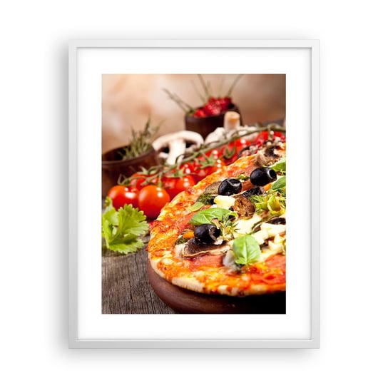 Obraz - Plakat - Z tellurycznych ingrediencji - 40x50cm - Gastronomia Pizza Włochy - Foto Plakaty w ramie koloru białego do Salonu Sypialni ARTTOR ARTTOR