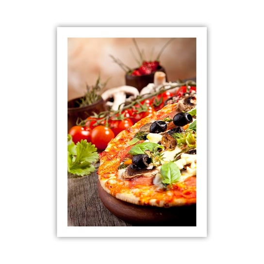 Obraz - Plakat - Z tellurycznych ingrediencji - 50x70cm - Gastronomia Pizza Włochy - Nowoczesny modny obraz Plakat bez ramy do Salonu Sypialni ARTTOR ARTTOR