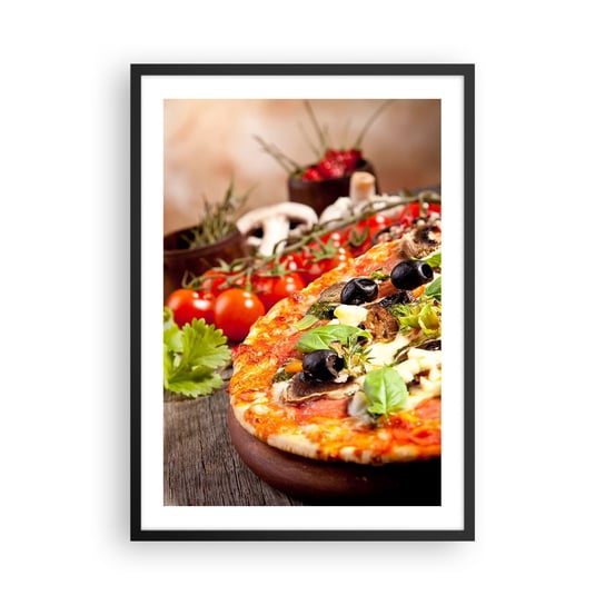 Obraz - Plakat - Z tellurycznych ingrediencji - 50x70cm - Gastronomia Pizza Włochy - Nowoczesny modny obraz Plakat czarna rama ARTTOR ARTTOR