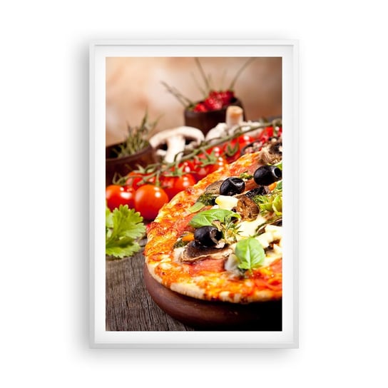 Obraz - Plakat - Z tellurycznych ingrediencji - 61x91cm - Gastronomia Pizza Włochy - Foto Plakaty na ścianę w ramie białej - Plakat do Salonu Sypialni ARTTOR ARTTOR