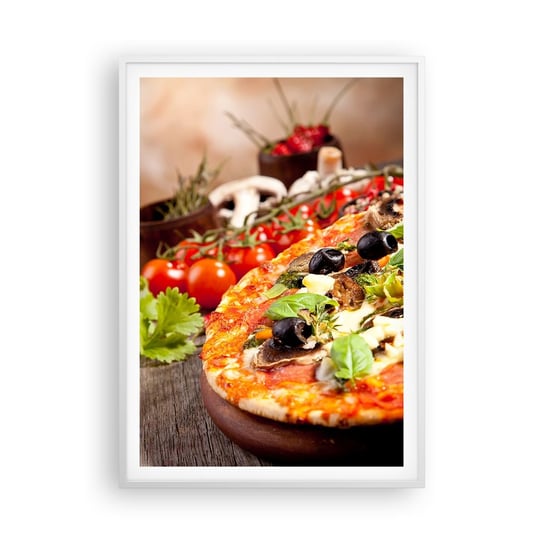 Obraz - Plakat - Z tellurycznych ingrediencji - 70x100cm - Gastronomia Pizza Włochy - Foto Plakaty w ramie koloru białego do Salonu Sypialni ARTTOR ARTTOR