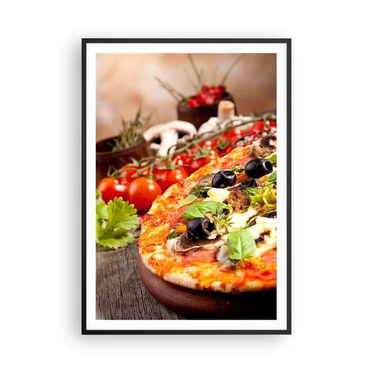 Obraz - Plakat - Z tellurycznych ingrediencji - 70x100cm - Gastronomia Pizza Włochy - Foto Plakaty w ramie koloru czarnego do Salonu Sypialni ARTTOR ARTTOR