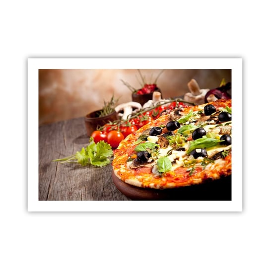 Obraz - Plakat - Z tellurycznych ingrediencji - 70x50cm - Gastronomia Pizza Włochy - Nowoczesny modny obraz Plakat bez ramy do Salonu Sypialni ARTTOR ARTTOR