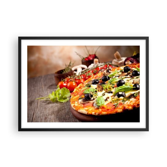 Obraz - Plakat - Z tellurycznych ingrediencji - 70x50cm - Gastronomia Pizza Włochy - Nowoczesny modny obraz Plakat czarna rama ARTTOR ARTTOR