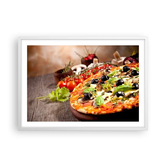 Obraz - Plakat - Z tellurycznych ingrediencji - 70x50cm - Gastronomia Pizza Włochy - Nowoczesny modny obraz Plakat rama biała ARTTOR ARTTOR