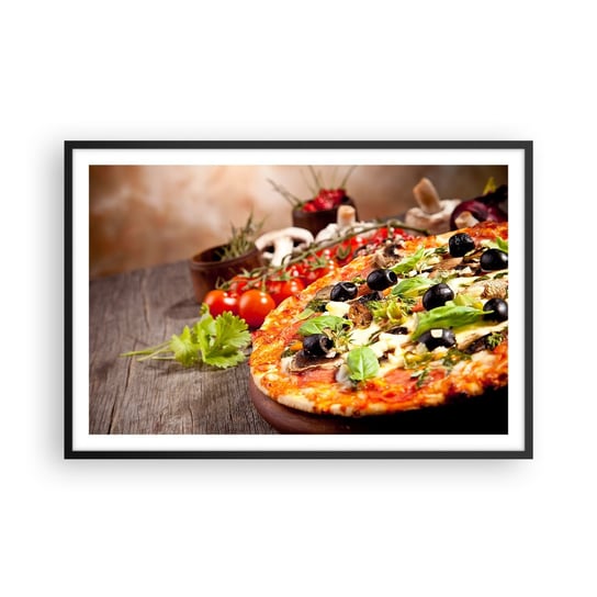 Obraz - Plakat - Z tellurycznych ingrediencji - 91x61cm - Gastronomia Pizza Włochy - Foto Plakaty na ścianę w czarnej ramie - Plakat do Salonu Sypialni ARTTOR ARTTOR