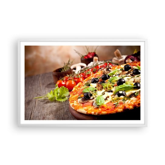 Obraz - Plakat - Z tellurycznych ingrediencji - 91x61cm - Gastronomia Pizza Włochy - Foto Plakaty na ścianę w ramie białej - Plakat do Salonu Sypialni ARTTOR ARTTOR