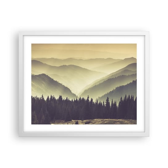 Obraz - Plakat - Za siedmioma górami… - 50x40cm - Krajobraz Las Góry - Foto Plakaty w ramie koloru białego do Salonu Sypialni ARTTOR ARTTOR