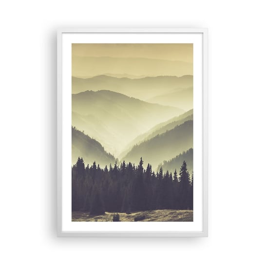 Obraz - Plakat - Za siedmioma górami… - 50x70cm - Krajobraz Las Góry - Nowoczesny modny obraz Plakat rama biała ARTTOR ARTTOR