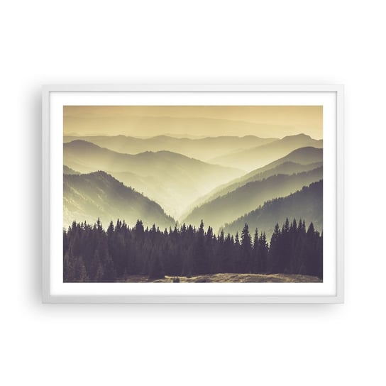 Obraz - Plakat - Za siedmioma górami… - 70x50cm - Krajobraz Las Góry - Nowoczesny modny obraz Plakat rama biała ARTTOR ARTTOR