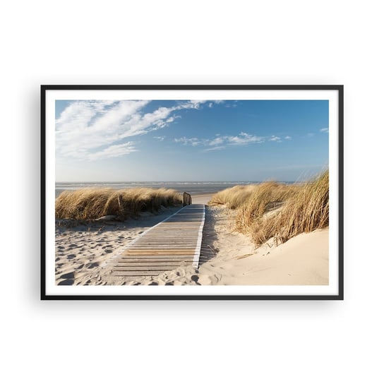 Obraz - Plakat - Za wydmą, w szumie traw - 100x70cm - Krajobraz Morze Plaża - Foto Plakaty w ramie koloru czarnego do Salonu Sypialni ARTTOR ARTTOR