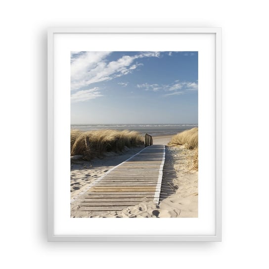 Obraz - Plakat - Za wydmą, w szumie traw - 40x50cm - Krajobraz Morze Plaża - Foto Plakaty w ramie koloru białego do Salonu Sypialni ARTTOR ARTTOR