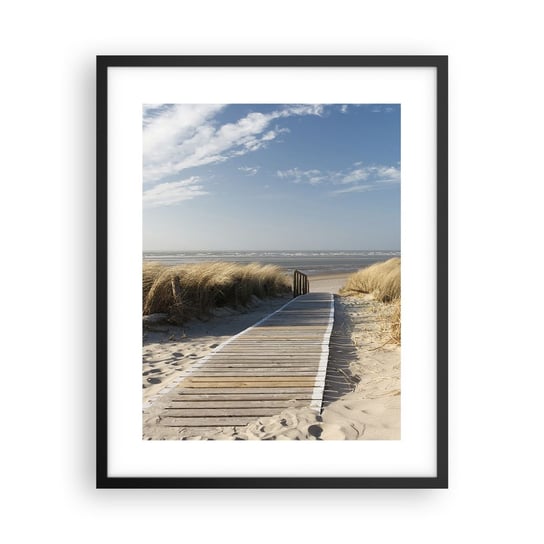 Obraz - Plakat - Za wydmą, w szumie traw - 40x50cm - Krajobraz Morze Plaża - Foto Plakaty w ramie koloru czarnego do Salonu Sypialni ARTTOR ARTTOR