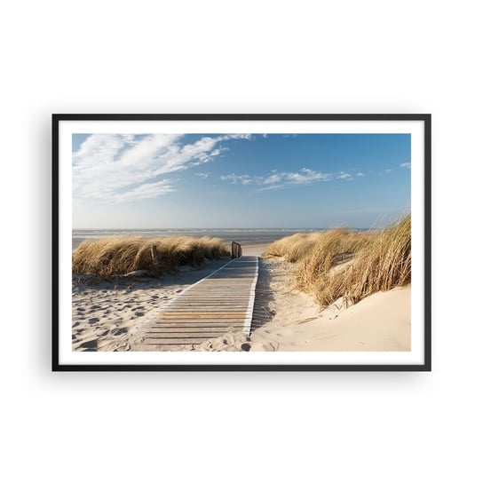 Obraz - Plakat - Za wydmą, w szumie traw - 91x61cm - Krajobraz Morze Plaża - Foto Plakaty na ścianę w czarnej ramie - Plakat do Salonu Sypialni ARTTOR ARTTOR